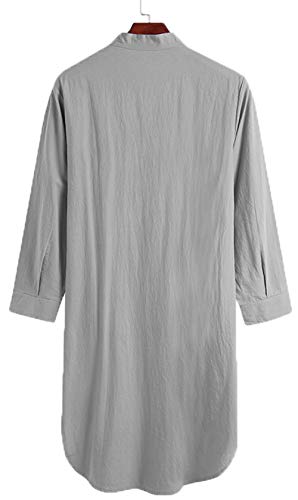 SEAUR Camisas de dormir masculinas de manga comprida para dormir roupão de algodão camisas Henley Ka