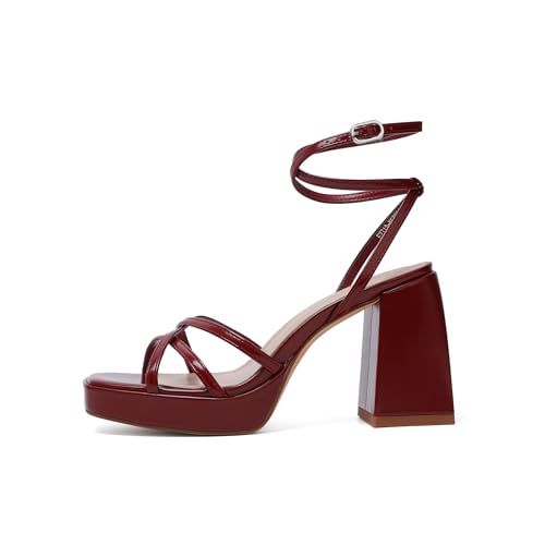 Reitoye Strappy Platform Heels for Women Ankle Strap Chunky Block Heel Square Open Toe Heeled Sandals for Party Wedding Prom Dress4