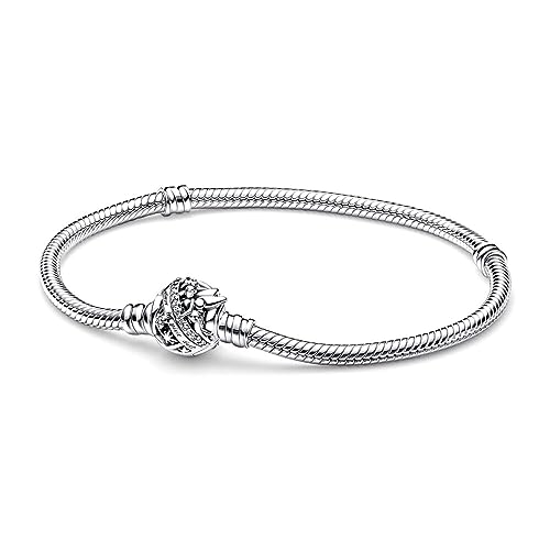 PANDORA Disney Tinker Bell Clasp Moments Schlangen-Gliederarmband mit Zirkonia in der Farbe Silber, Länge: 19cm, Disney X PANDORA Kollektion, 592548C01-19