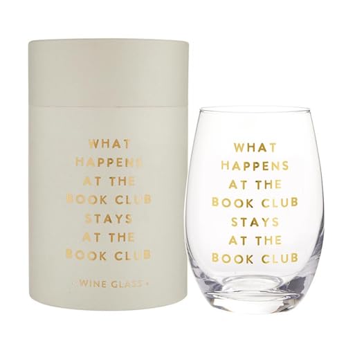 Santa Barbara Design Studio Gift Boxed Wine Glasses Gold Foil Stemless Wine Glass, 17-Ounce, What Happens At Book Club