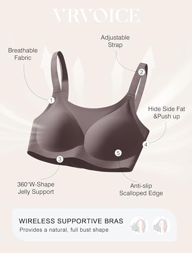 Image of Jelly Wireless Bras for Women No Underwire Push Up Seamless Full Coverage Bralettes Support Lift Everyday Bra