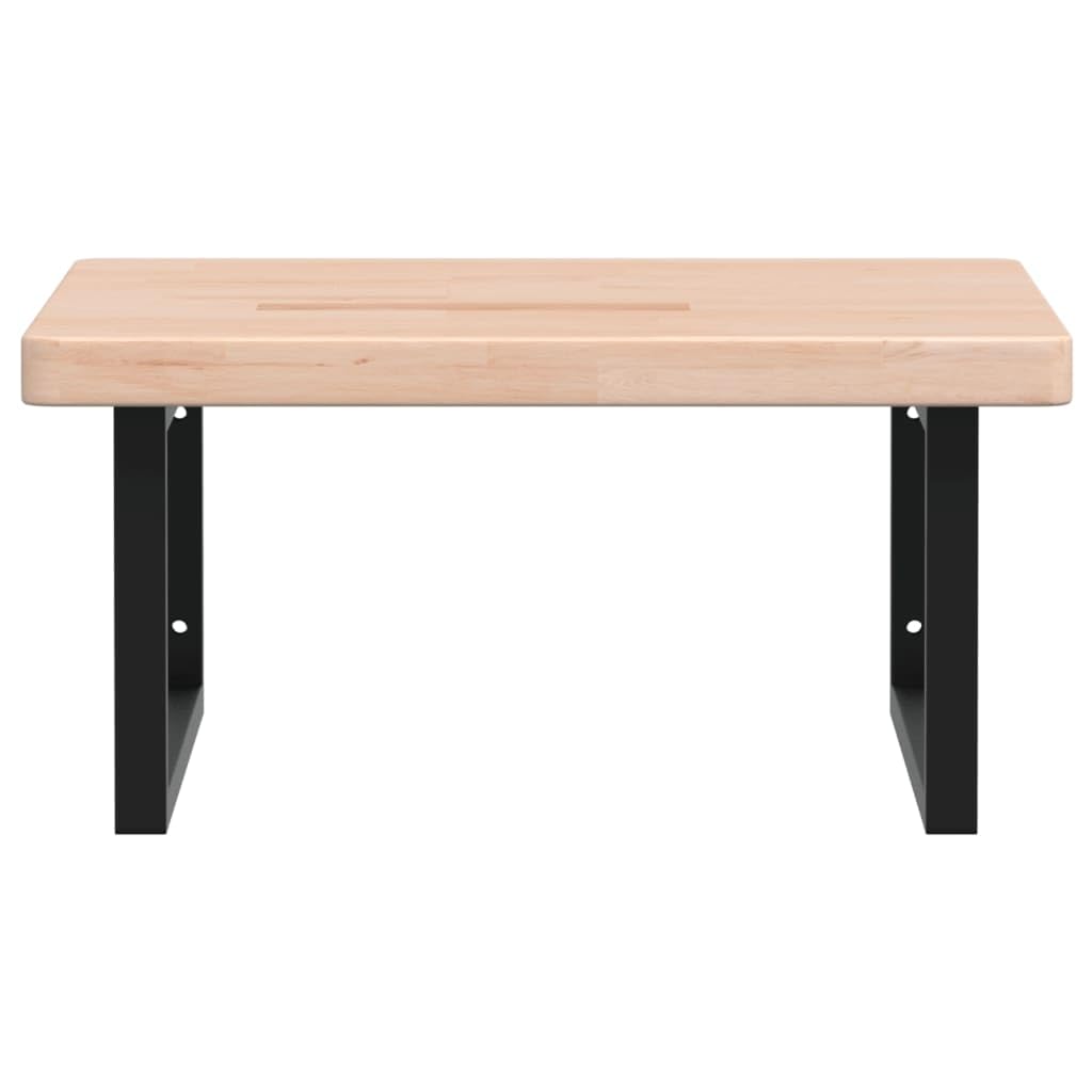 Piano lavabo in legno di rovere massiccio con supporto in acciaio, 60 x 60 x 4 cm, rettangolare, portata fino a 100 kg, salvaspazio per bagno, mensola e mensola per lavabo e mobili da bagno