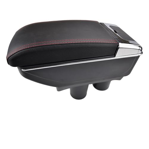 Plateau repose-bras organisateur d'accoudoir et boîte de rangement Peugeot 301 cuir PU fil rouge