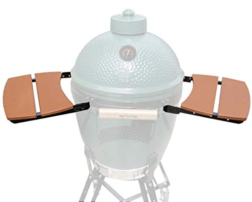 KAMaster Medium Big Green Egg Side Shelves 2 Slat Grill Mates Outdoor Storage Side Table Medium Green Egg Accessories Kamado Grill Parts Replacement HDPE Grill Accessories