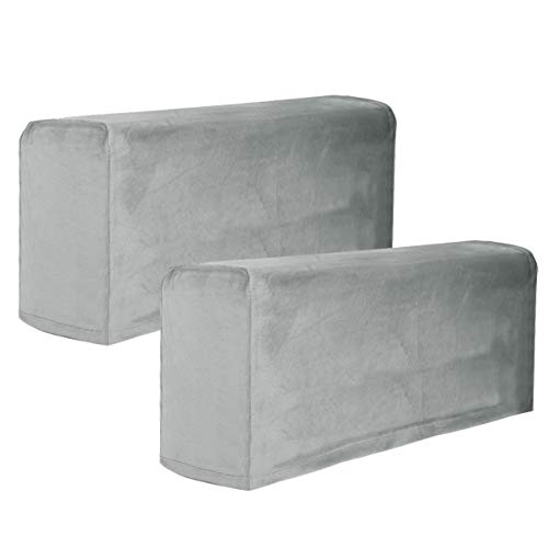 BESPORTBLE 2 Piezas de Reposabrazos de Tela Cubre Muebles Elásticos Universales Reposabrazos de Sofá Funda Protectora de Reposabrazos de Color Sólido para Oficina en Casa (Gris)