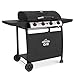 Dellonda 4 Burner Gas BBQ Grill with Piezo Ignition, Built-In Thermometer, Black/Stainless Steel - DG15