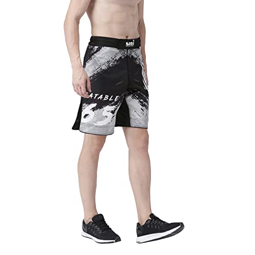 Image of USI Universal MMA Shorts for Training & Kickboxing, 411HB Unbeatable Shorts Tuf Stretch Fighting Shorts for Martial Arts, Cage Fight, Muay Thai, BJJ, Boxing (in, Alpha, S, Regular, Black /Grey)