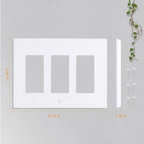 Placas de pared de metal con relieve de cuentas elegantes para interruptores clásicos 4