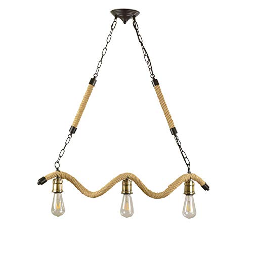 Suspension corde de chanvre vintage pour éclairage chaleureux de salle de restaurant