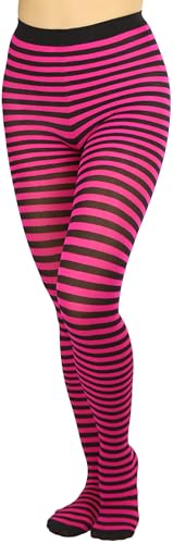Image of ToBeInStyle Women's Thin Horizontal Stripe Opaque Tights Pantyhose - Regular or Plus