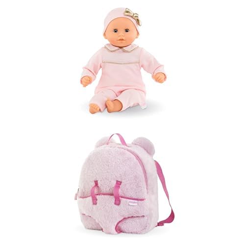 Corolle Lot de Mon Premier Poupon, Bébé Calin Manon, 30cm, dès18 Mois, 9000100270 Sac à Dos, Porte-Poupon Peluche Rose, Accessoire, pour Poupons 30cm, dès 3 Ans, 9000111170