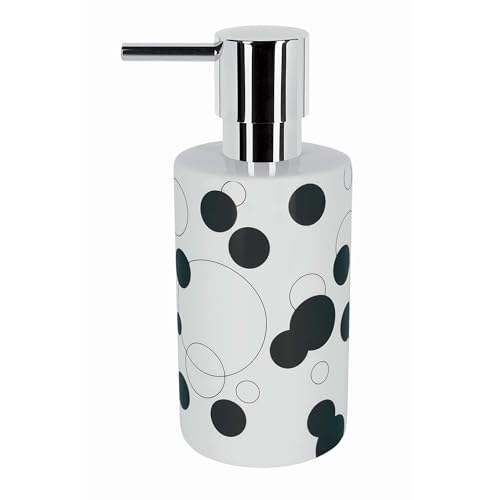 Il dispenser di sapone può essere facilmente riempito grazie al suo erogatore in ABS cromato a vite. Premendo l'erogatore, viene erogata solo la dose ottimale di sapone liquido: pulito e pratico, niente più sprechi!