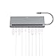 Hama USB C Docking Station 10 Ports (USB Hub 4X USB A, 2X USB-C, 2X HDMI, 1x Displayport DP, 1x LAN/Ethernet, 10 in 1 Hub mit PD, 5 Gbit/s, 4K für PC, Notebook, Windows und Mac, 10 Anschlüsse) Silber