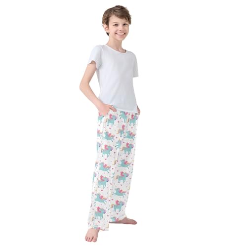 Boys' Pants Cute Unicorn Red Heart Long Bottoms Jogger Pants Elastic Waist Trousers with Pockets S-XL4