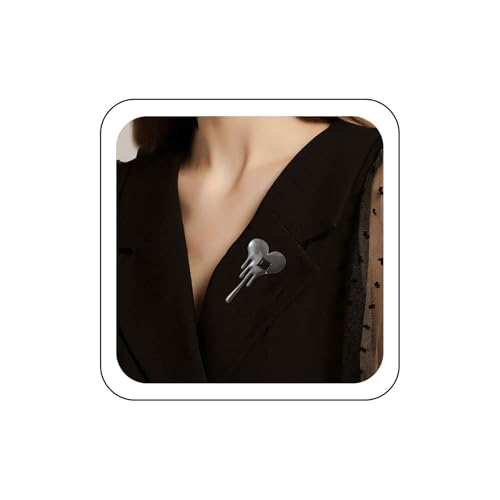 Wendalern Broche coeur en cristal Broche coeur en cristal de lave carré noir Epingle de revers en forme de coeur vintage Epingle de costume broche de corsage Badges Bijoux pour femmes