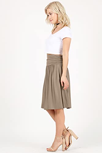 Image of Simlu Skirts for Women Regular and Plus Size Skirt with Pockets Below The Knee Length Ruched Flowy Midi Skirt