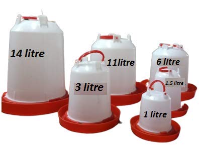 HUMBE&CO - Save Trees, Save Earth All Size Ground Bird Chicken/Quail Chick Drinker Capacity Cone with 1, 1.5, 3, 6, 11, 14 L Drinker Combo, White -Total 6 Pieces