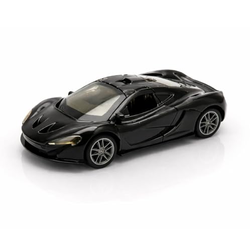 Image of 1:36 Scale McLaren 720S Toy Car - Die-Cast Metal Pull Back Vehicle with Openable Doors, Lights & Music - Sports Model for Kids, Boys & Collectors (Black)