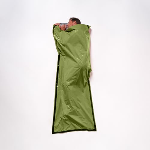 SURVIVE Bolsa de Dormir 2 Pack, Bolsa de Emergencia Mylar para Camping, Protección Térmica para Todas las Estaciones, Incluye 14 pulgadas de Paracord y Silbato miniatura 3