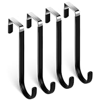 flintronic Over Door Hooks, 4PCS Heavy-Duty Over Door Hanger, Stainless Steel Coat Hooks Wall Mounted for Doors, Bedroom, Bathroom, Wardrobe, Reversible Organizer Rack for Coat, Towel, Bag, Robe