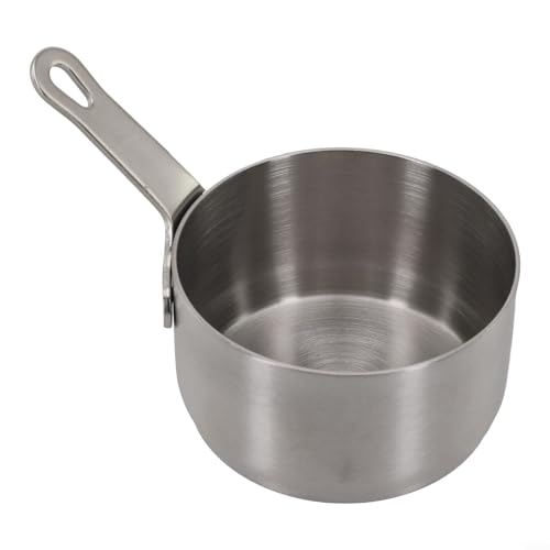 100ML Stainless Steel Mini Sauce Pan Small Milk Pot Non-Stick Saucepan with Long Handle for Cooking Porridge Warming Milk Noodles Making Coffee Butter Sauce Kitchen Cookware Home Use(Silver M)