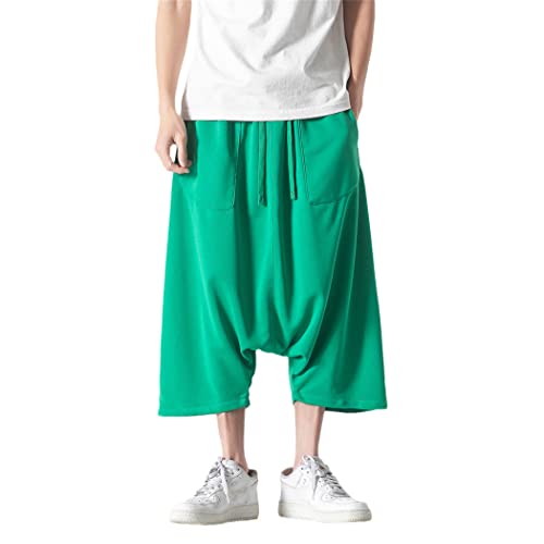 Pantalon de style chinois homme vert coupe ample d'inspiration ancienne