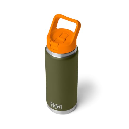 Image of YETI Rambler 26 oz Bottle, Vacuum Insulated, Stainless Steel with Color Matching Straw Cap