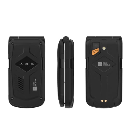 AGM M10 Teléfono Básico de Tapa Resistente, 4G Libre Dual SIM, Teclado Grande, Botón SOS, Linterna, Radio FM, Llamada Rápida, Fácil de Usar, 1200mAh