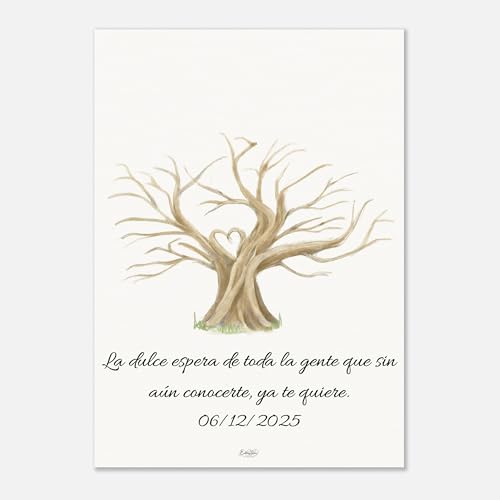 Árbol de huellas para bodas y comuniones | Lámina A3 personalizada para firmas de invitados | Libro de firmas original y recuerdo único | Decoración elegante para celebraciones | Sin marco