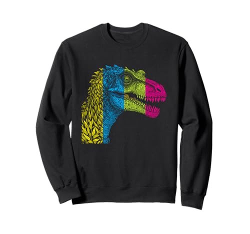 Dinosauro colorato retrò a grafico Felpa righe nero