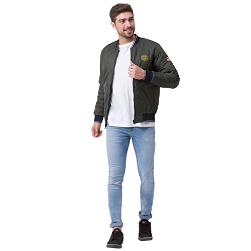 Image of Spykar Charcoal Standard Length Polyester Full Sleeve Casual Jacket For Men