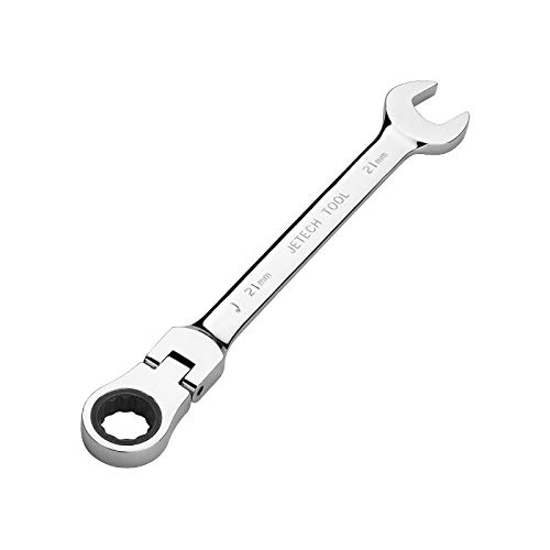 Jetech 21mm Flexible Head Gear Wrench, Industrial Grade Ratcheting Combination Spanner, Forged, Heat-Treated Cr-V Alloy Steel