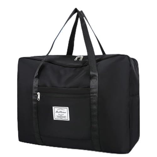 Bolsa de viagem para mulheres e homens, bolsa de mão, bolsa de mão para fim de semana, bolsa de ginástica esportiva, Preto, Bolsa de viagem