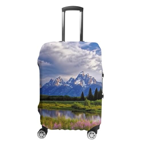 Grand Teton National Park Luggage Cover, Washable Elastic Suitcase Cover Protector Fit 18-32 Inch Luggage