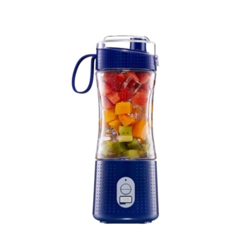 Poderoso Licuadora portátil de plástico con boquilla for sorber, exprimidor portátil recargable for batidos, mezcla de hielo, jugo, 380ml/13,3 oz compacto(Blu)
