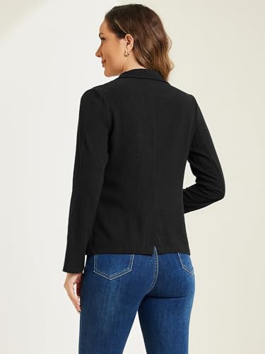 Allegra K Linen Blazer for Women's Notch Lapel One Button Casual Suit Jackets3