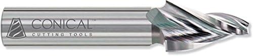 Conical Tool Company P-404 15.0° HSS Tapered End Mill - 4 Flute x 1/4'' Tip x 0.7859'' Large Diameter x 1/2'' Shank x 1'' Length of Cut x 3'' Overall Length