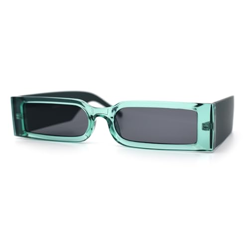 Squared Narrow Rectangle Plastic Thick Temple Slick Minimalist Sunglasses4