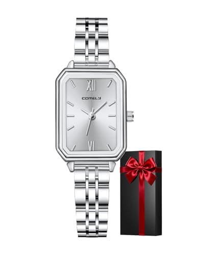 CIVO Montre Femme Acier Inoxydable: Montres Etanche Analogique Quartz pour Femme - Montres Femmes Argent Rectangulaire Petit - Cadeau Chic pour Femmes