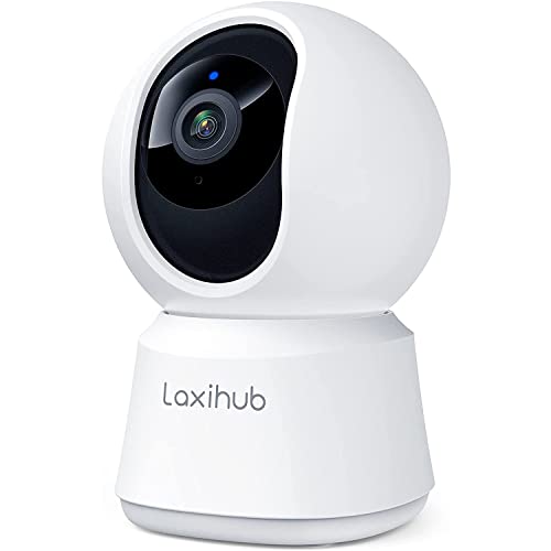 LAXIHUB Pan Tilt Indoor Security Camera · 2 K Full HD Smart Baby Monitor Pet Camera con telefono APP
