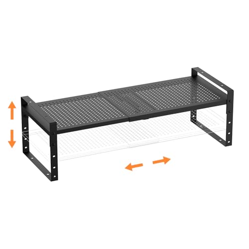 Ipotive Multi-Functional Metal Shoe Rack,Expandable Adjustable Stackable Kitchen Organizer,Metal Shelf risers for cabinets, Kitchens,Closet and Bathroom(1Pack/Black/Large) by Ipotive - Used condition - US$30.09