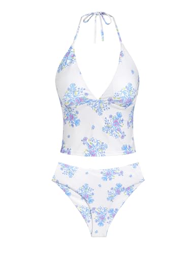 seamoly Tankini Set for Women Halter V Neck Bathing Suit High Waist Bikini Set Tummy Control Swimsuit