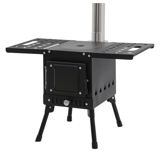 Estufa de leña portátil plegable con tubos de chimenea, para camping, taller, exterior, camping