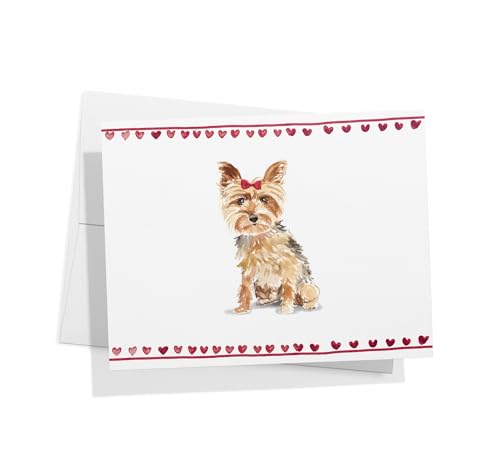 Image of Twigs Paper - Yorkshire Terrier Dog Note Cards - Set of 12 Blank Cards (5.5 x 4.25 Inch) with 12 Envelopes - 100% EcoFriendly Stationery - Made In USA