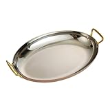 LYUXLCB Panella de Paella de Acero Inoxidable con Doble Mango Oval Utensilios de Cocina para casa, Restaurante o Campamento Utensilios de Cocina duraderos y versátiles con Bandeja