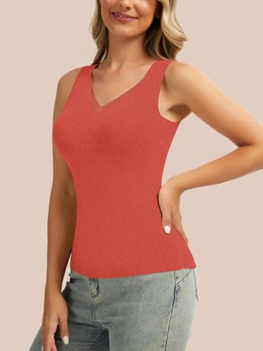 Zeecaro Women Sleeveless Thermal Tank Top Cold Weather Warm Camisole V Neck - image 3