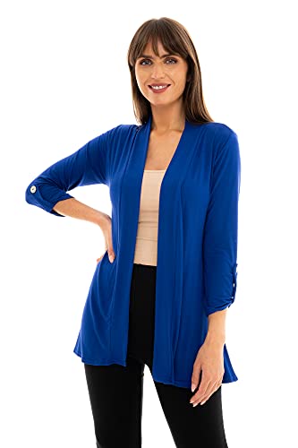 Image of Loxdonz Women's Open Front Cardigans Casual 3 /4 Sleeve Cardigan Soft Lightweight Top