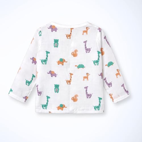 Image of The Boo Boo Club Kids 100% Cotton Muslin Printed V Neck Long Sleeve TopBottom Set | Night Suit for Baby Girl and Boy