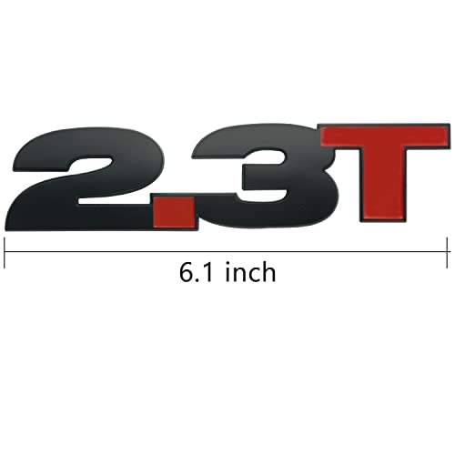 Image of 2Pc 2.3T Emblem Trunk Fender 3D Badge Sticker 3M Adhesive Replacement for Mustang (Black Red)