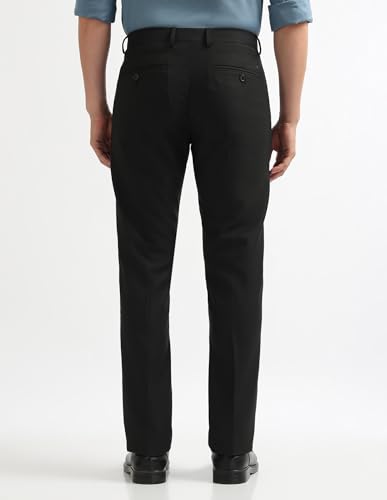 Image of Arrow Textured Tapered Fit Formal Trousers for Men - Full Length Formal Pants for Men Office Wear